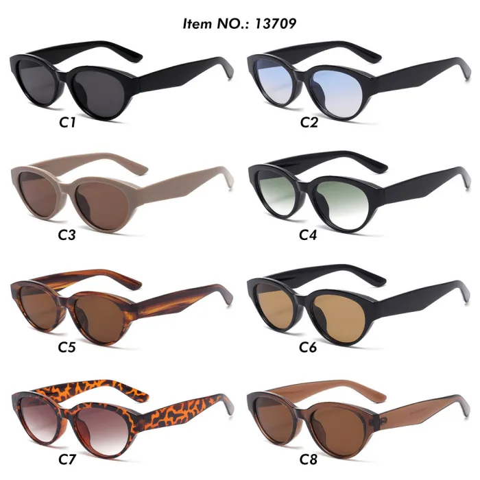 Retro Oval Cat Eye UV400 Outdoor Vacation Sunglasses