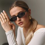 Women Rectangle Cat Eye Narrow Tinted Travel Shades Sunglasses