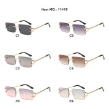 Retro Rimless Rectangle Trendy Outdoor Vacation Photo Decorative Sunglasses