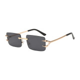 Retro Rimless Rectangle Trendy Outdoor Vacation Photo Decorative Sunglasses