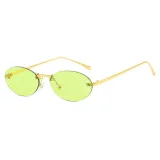 Retro Rimless Oval Trendy Outdoor Vacation Photo Decorative Sunglasses