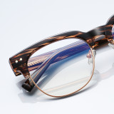 Retro Round Half Frame Cat Eye Anti Blue Light Glasses