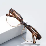 Retro Round Half Frame Cat Eye Anti Blue Light Glasses