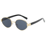 Retro Oval Luxury Metal Frame Shades Sunglasses