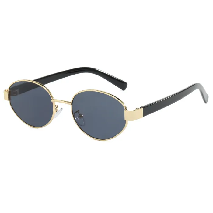 Retro Oval Luxury Metal Frame Shades Sunglasses