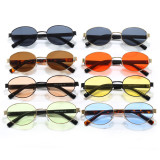 Retro Oval Luxury Metal Frame Shades Sunglasses