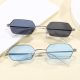 Retro Small Irregular polygon Metal Flat Top Shades Sunglasses