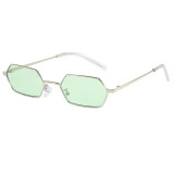 Retro Small Irregular polygon Metal Flat Top Shades Sunglasses