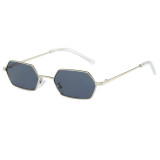 Retro Small Irregular polygon Metal Flat Top Shades Sunglasses