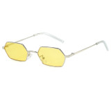 Retro Small Irregular polygon Metal Flat Top Shades Sunglasses