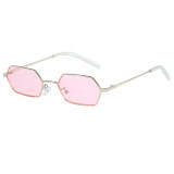 Retro Small Irregular polygon Metal Flat Top Shades Sunglasses