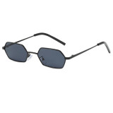 Retro Small Irregular polygon Metal Flat Top Shades Sunglasses