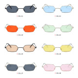 Retro Small Irregular polygon Metal Flat Top Shades Sunglasses