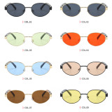 Retro Oval Luxury Metal Frame Shades Sunglasses