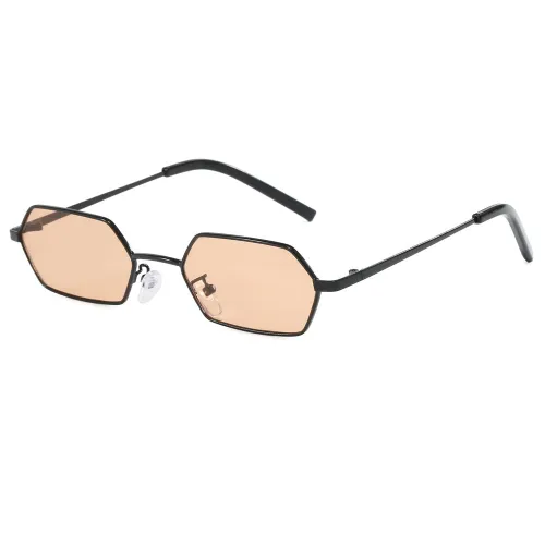 Retro Small Irregular polygon Metal Flat Top Shades Sunglasses