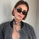 Women Vintage Oval Narrow Travel Shades Sunglasses