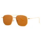 Retro Square Double Bridges Gradient Metal Flat Top Shades Sunglasses