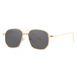 Retro Square Double Bridges Gradient Metal Flat Top Shades Sunglasses