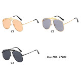 Retro Square Double Bridges Gradient Metal Flat Top Shades Sunglasses