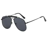 Retro Square Double Bridges Gradient Metal Flat Top Shades Sunglasses