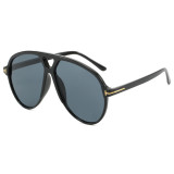 Retro Oversized Double Bridges Gradient Flat Top Shades Sunglasses