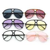 Retro Oversized Double Bridges Gradient Flat Top Shades Sunglasses