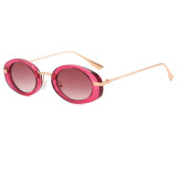 Retro Oval Cat Eye Luxury Metal Frame Shades Sunglasses