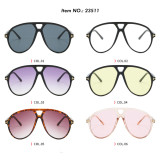 Retro Oversized Double Bridges Gradient Flat Top Shades Sunglasses