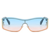 Retro Y2K Rectangle One Piece Lens UV400 Outdoor Vacation Shades Sunglasses