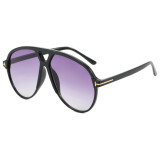 Retro Oversized Double Bridges Gradient Flat Top Shades Sunglasses