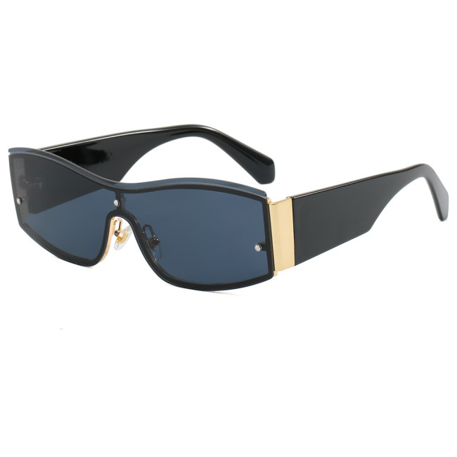 Retro Y2K Rectangle One Piece Lens UV400 Outdoor Vacation Shades Sunglasses