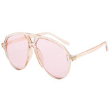 Retro Oversized Double Bridges Gradient Flat Top Shades Sunglasses
