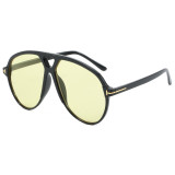 Retro Oversized Double Bridges Gradient Flat Top Shades Sunglasses