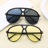 Retro Oversized Double Bridges Gradient Flat Top Shades Sunglasses