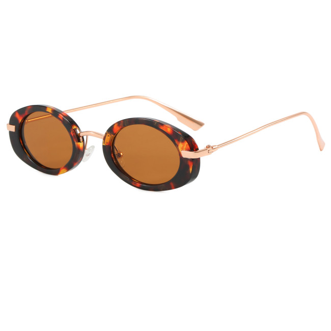 Retro Oval Cat Eye Luxury Metal Frame Shades Sunglasses