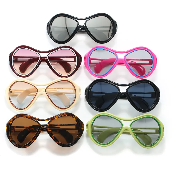 Retro Y2K Oversized Oval Outdoor Vacation Sunglasses