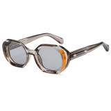 Retro Polygon Chunky UV400 Protection Vacation Party Decorative Sunglasses