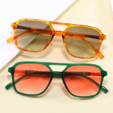 Retro Oversized Square Pilot Flat Top UV400 Outdoor Vacation Sunglasses