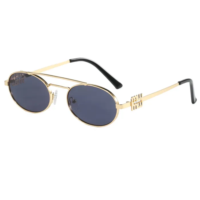 Retro Oval Luxury Flat Top Metal Frame Shades Sunglasses