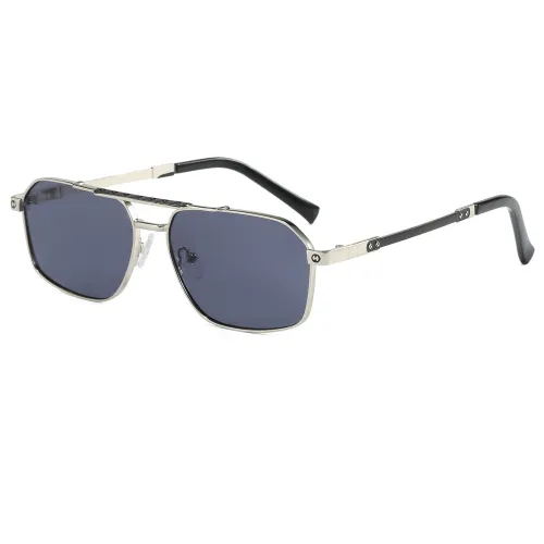 Retro Square Double Bridges Gradient Metal Flat Top Shades Sunglasses