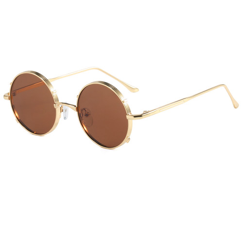 Retro Round Steampunk Metal Shades UV400 Sunglasses