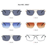 Retro Square Double Bridges Gradient Metal Flat Top Shades Sunglasses