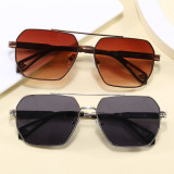 Retro Square Double Bridges Gradient Metal Flat Top Shades Sunglasses