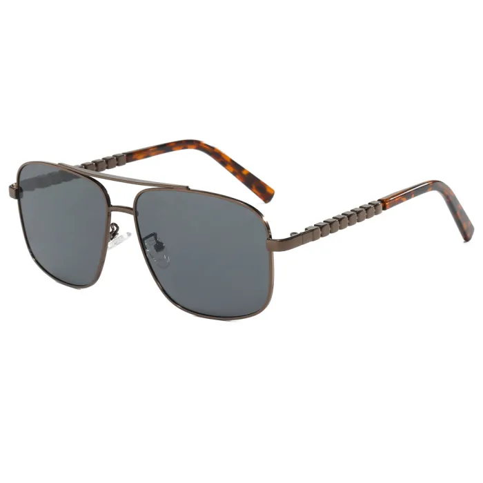 Retro Square Double Bridges Gradient Metal Flat Top Shades Sunglasses