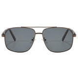Retro Square Double Bridges Gradient Metal Flat Top Shades Sunglasses