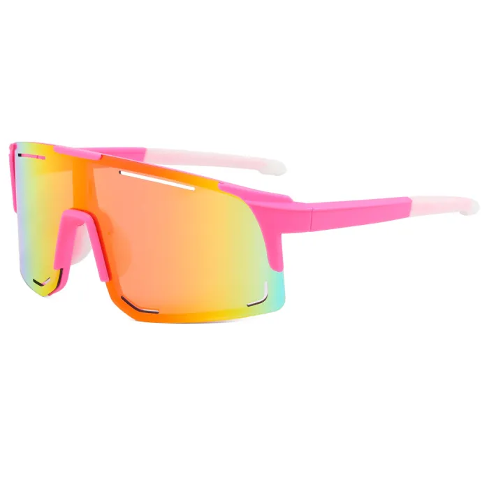 Oversized Men Flat Top Sports Outdoor Cycling Shield Goggle Mirror Sunglasses