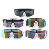Oversized Men Flat Top Sports Outdoor Cycling Shield Goggle Mirror Sunglasses