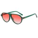 Retro Oval Flat Top UV400 Decorative Shades Sunglasses