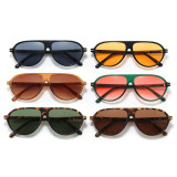 Retro Oval Flat Top UV400 Decorative Shades Sunglasses