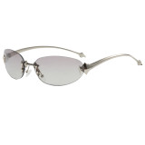Retro Oval Rimless Gradient Shades Sunglasses